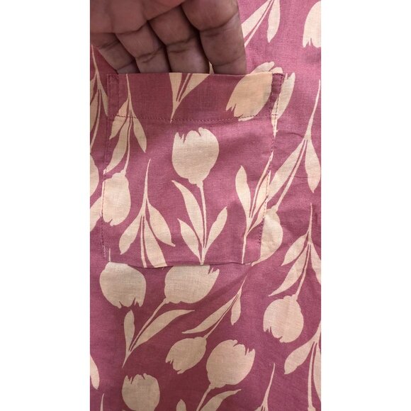 NWT GAP Men's XS Red & Beige Floral Linen Short Sleeve Button-Up Shirt With Poc - Picture 6 of 6